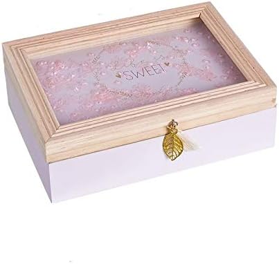 Dream Hogar Caja Decorativa Tapa Cristal Juliette Madera 18x13x6cm (Rosa): Amazon.es: Hogar