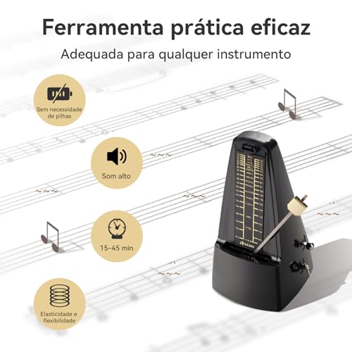Metrônomo mecânico, Núcleo mecânico de cobre formato clássico batida precisa, vários modos de batida, adequado para piano guitarra bateria violino bateria saxofone preto Cabelo liso São Paulo Brasil