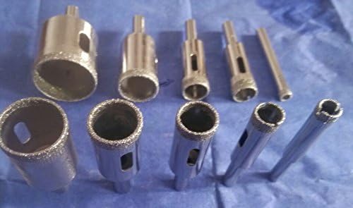 LoMix LOT 10 Pcs SET Diamond Hole Saw Drill Bit Set 7mm-50mm Granite Glass Tile - Tools 10 Piece Diamond Dust Hole SAW Drill BIT for Ceramic Tile Marble Rock Porcelain