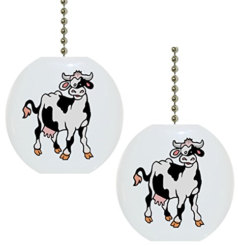 Set of 2 Cow Farm Animal Solid CERAMIC Fan Pulls