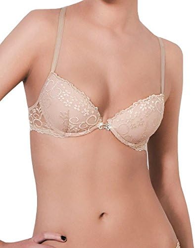ea Lingerie Best Seller Lace Race Back Bra Underwire Front Closure Designer (32D, NUDE)
