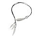 Usstore 1PC Women Pendant Fashion Bohemian Style Black Rope Chain Feather Pattern Necklace Partty Gift Alloy (Silver)