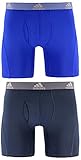 adidas Men's Relaxed Performance Climalite Boxer Brief Underwear (2 Pack), Bold Blue/Urban Sky, Small
