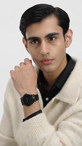 Fossil Men's Minimalist Quartz Stainless Steel and Leather Three-Hand Watch