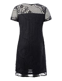 Chicwe - Vestido de encaje para mujer, talla grande, elegante, largo de la rodilla, vestido casual