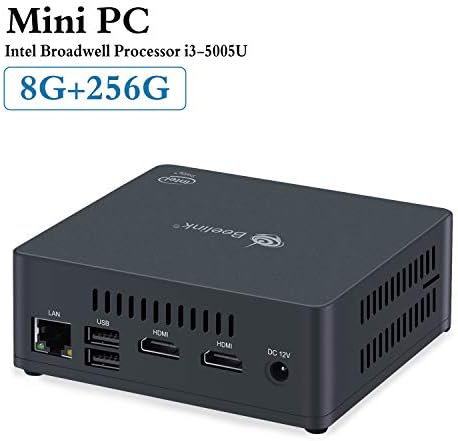 Mini PC Windows 10, 8G RAM /256G M.2 SSD Intel Broadwell Processor i3-5005U 2.0GHZ(2C/4T 3M Cache), Dual HDMI/Dual WiFi/1000Mbps LAN/BT4.0