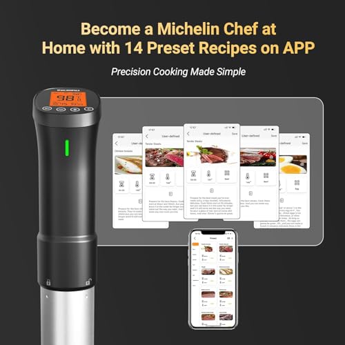 INKBIRD Sous Vide Machine ISV-200W Wifi Immersion Circulator Precision Culinary Cooker with Smartphone Control, Stainless Steel Design, Accurate Timer, 1000W Fast Heating for Perfect Meal Results