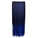 Stepupgirl Hair Extension 23 Inch Black to Dark Blue Ombre Color Straight Full Head Synthetic Clip in Wig Hairpiece