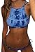 FLYMALL Tie-dye Strappy Bikini Top and Side-tie Bottom Bikini Set (M)