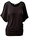 TWINTH Drape Tunic Top Plus Size Loose Fit Cut Out Off Shoulder BROWN 2XL