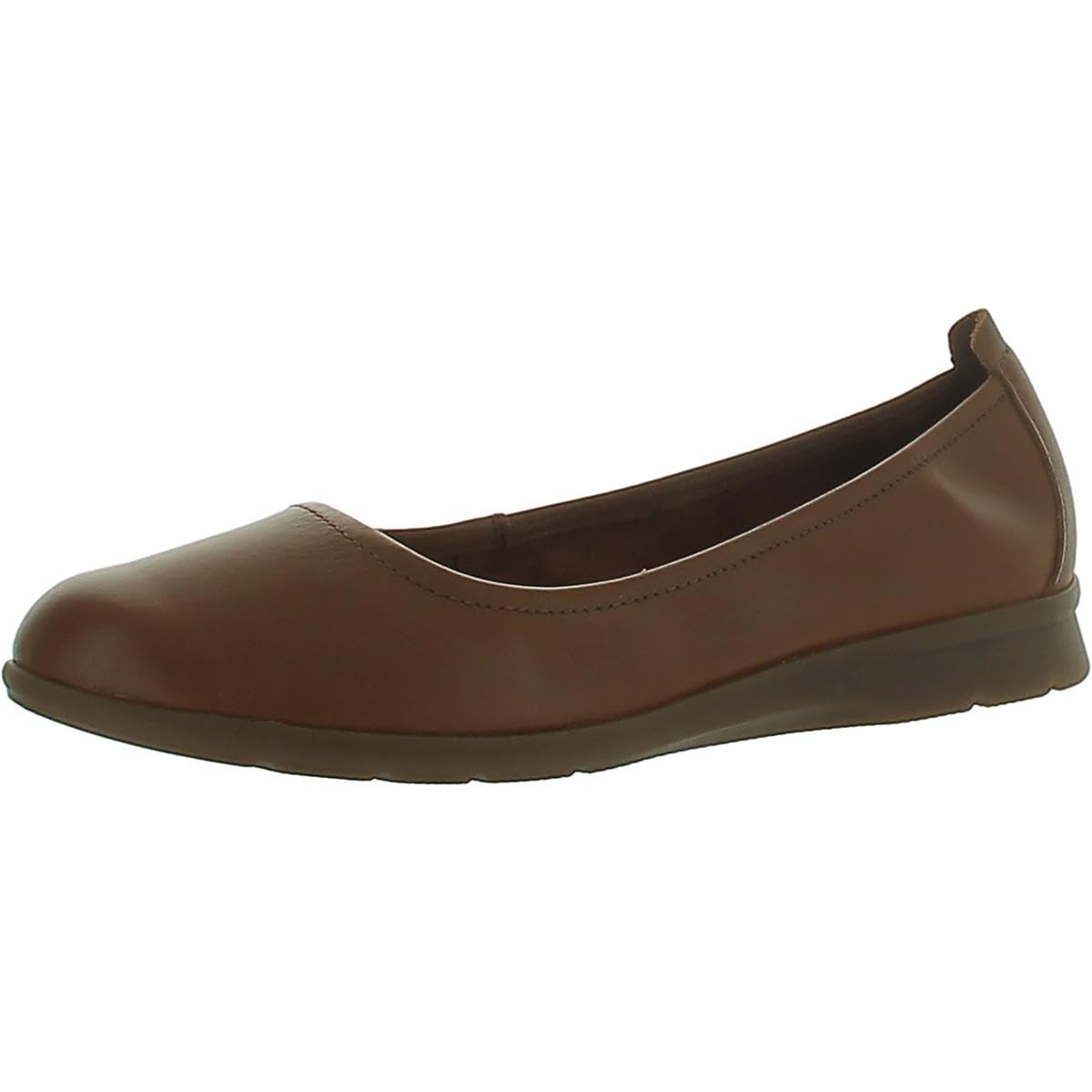 Clarks Women’s Jenette Ease Ballet Flat, Dark Tan, 8.5