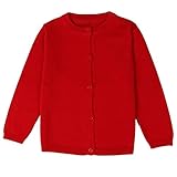 ASHERANGEL Little Girls Basic Crew Neck Solid Fine Knit Cardigan Sweaters