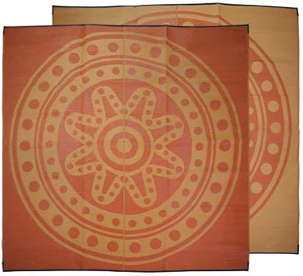 Recycled Outdoor Rug 3m Square Aboriginal Yarning Circle Time Design 3m Square Yellow Orange Area Rugs Amazon Com Au
