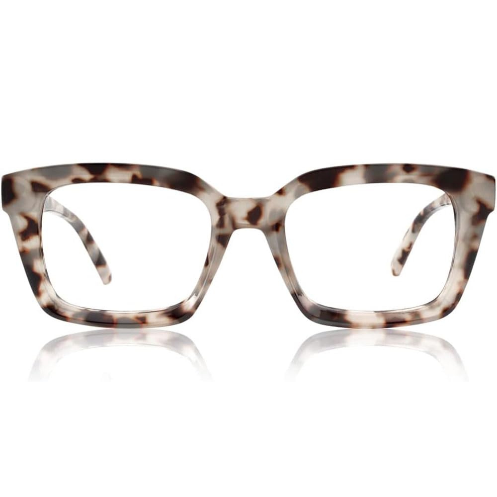 Photo 1 of JiSoo Oversized Reading Glasses for Women 1.25, Stylish Designer Readers Large Frame with Spring Hinge, 1.25 Demi Gray