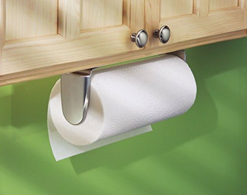 mDesign Wall Mount Paper Towel Holder & Dispenser, Mounts to Wall or Under Cabinet - for Kitchen, Pantry, Utility Room, Laundry, Garage Storage - Holds Jumbo Rolls, Pack of 4, Brushed Stainless Steel - Thumbnail 2