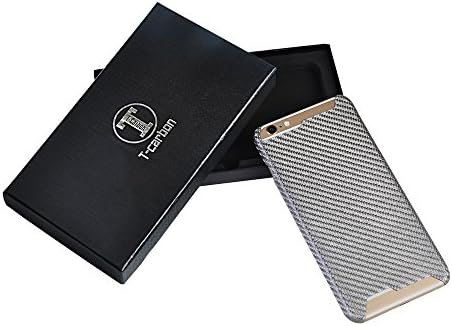 T-Carbon Handmade Article Ultra Thin Luxury Silver Pure Carbon Fiber Case for iPhone 6 Cover+Free Tempered Glass Screen Protector With Gift Box (iPhone 6 - Glossy)