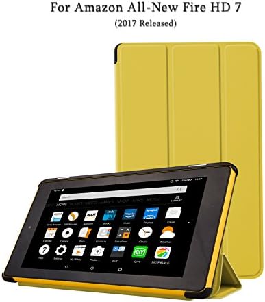 NUYEA DY17HD7 Case for Fire 7 (2017 Released), Ultra Slim Light-Weight PU Leather Folio Case with Smart Auto Wake/Sleep for Fire HD 7, Yellow