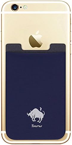Zodiac Extra Tall Stick on Wallet,Cellphone Credit Card Holder 3M Adhesive Stick on Wallet Lycra Cell Phone Cash Pouch (Taurus)