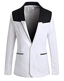 ASL Men's Casual Slim Fit Jacket Suit Blazer White Black L