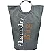 The Fine Living Grey Laundry hamper with Funny Print, Large Cloth Laundry Basket with Handles, Collapsible Hamper for Dirty Clothes, College Dorm, Bathroom, Laundromat