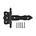 Renovators Supply Manufacturing Black T Strap Hinge 5 Inch Long Wrought Iron Decorative Colonial Hinge Rust Resistant Powder Coated Cabinet Or Door Flush Mount Strap Hinges With Screws