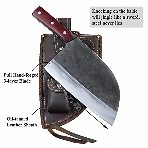 KOPALA Razor Sharp Serbian Cleaver Carbon Steel Chef Knife