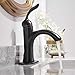 Homevacious Bathroom Sink Faucet Single Handle Oil Rubbed Bronze Bath Stream Lavatory Vanity One Hole Lever Basin Mixer Tap Deck Mount Low-Arc Long Spout Commercial Supply Hose Lead-Free