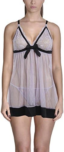 Linea Donatella Womens Lace Satin-Trim Babydoll Purple XL