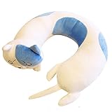 Cosmile Cute Blue and White Cat Kitty Plush Doll Toy Pillow Neck U-Shape Gift Animation