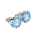 Bamos Jewelry 7.6MM White Gold Blue Fire Opal Best Friend Wedding Earrings Studs for Womens and Girls
