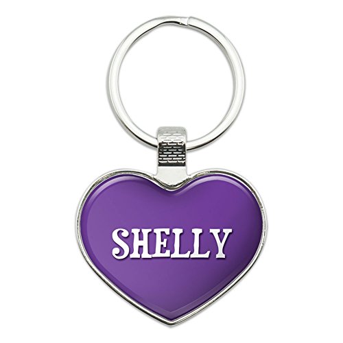 Metal Keychain Key Chain Ring Purple I Love Heart Names Female S Shel - Shelly