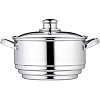 KitchenCraft Universeel stoompan met deksel, universele stomer met glazen deksel, past op bijna elke pan en kookpan…