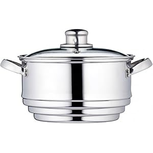 KitchenCraft Universeel stoompan met deksel, universele stomer met glazen deksel, past op bijna elke pan en kookpan…