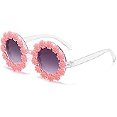 JINHUIBBA Women round Flower Sunglasses Flower Cute Glasses UV 400 Protection for Outdoor Beach