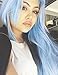 BLUPLE Ice Blue Lace Front Wigs Natural Looking Long Straight Heat Resistant Synthetic Hair Half Hand Tied Wigs Free Part for Fashion Women (22 inches, Straight,Light Blue)