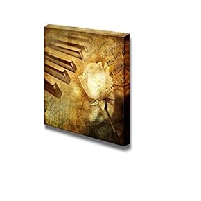 Canvas Prints Wall Art - Retro Melody with Yellow Rose - 12" x 12"