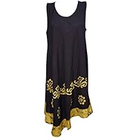 Mogul Interior Beach Breeze Cover up Tank Dress Summer Fashion Umbrella Batik Embroidered Sleeveless Boho Style Sundress