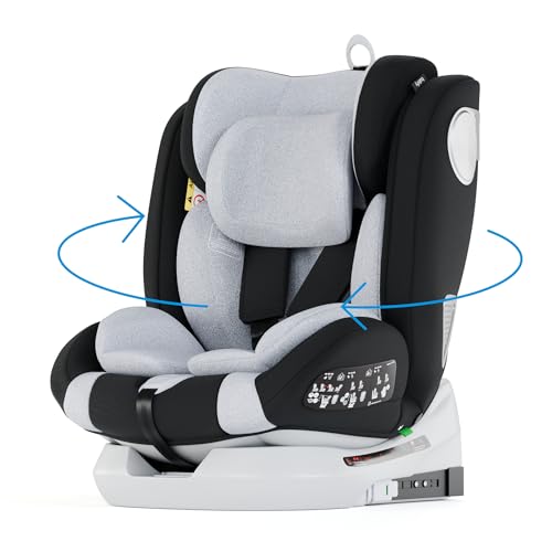 Onboard Seggiolone Auto Isofix I-Size per Bambini da 0 Mesi - 12 Anni, 40-150cm, Seduta Auto Bimbi Regolabile e Reclinabile, rotazione di 360º, Gruppo 0, 1, 2, 3