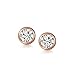 Simple Classic Bezel Set Cubic Zirconia AAA CZ Round Solitaire Stud Earrings For Women Rose Gold Plated .925 Sterling Silver 5MM