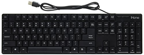 iHome IH-K301 Classic Corded Quiet Touch Slim Full Size USB Desktop Keyboard