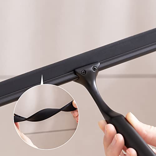 Ettori Shower Squeegee for Glass Doors, Squeegee for Shower Door, Window and Car Glass, Mirrors - All-Purpose Stainless Steel Squeegee, 10 Inches and Black
