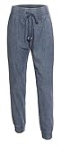 Women's Casual Drawstring Waist Cotton Chambray Denim Acid Wash Jogger Pants