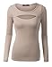 Doublju Womens Long Sleeve Keyhole Front Blouse Top