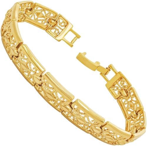 LIFETIME JEWELRY Filigree Bracelet for Women and Men 24k Real Gold