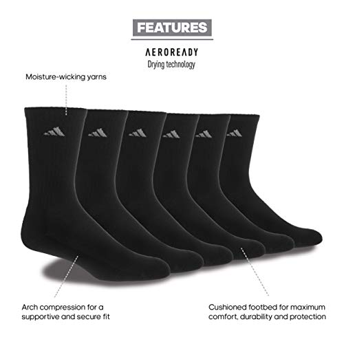 adidas Men's Athletic Cushioned Crew Socks (6Pair) Vinceling