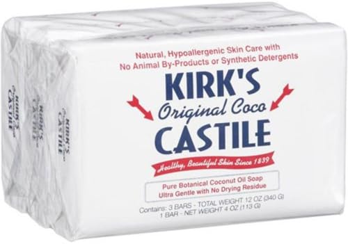 Kirk s Natural Soap Bar - Coco Castile - Fragrance Free - 3 Count - 4 oz - Gluten Free - Dairy Free - Wheat Free - Vegan