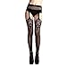 BEN XI Women's High Waist Fishnet Tights Suspender Pantyhose Thigh High Stockings, Lace Patterned One Size