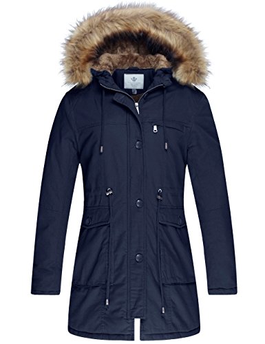 WenVen Women's Fleece Cotton Military Coat