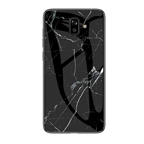 MadBee Case for Samsung Galaxy J6 Plus [with Screen Protector],9H Tempered Glass Back Cover [Marble Pattern Design] + Soft TPU Silicone Bumper [Shock Absorption] Fully Protective Case (Marble 4)