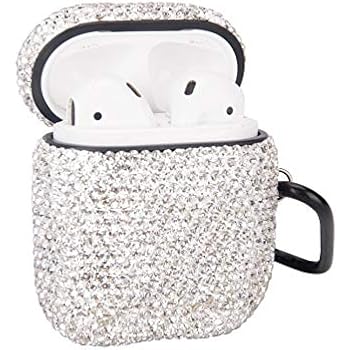 MOLOVA Bling Airpods Case,Shining Diamond Rhinestone AirPods Case Shock Proof Cover Compatiable with Apple AirPods Wireless Charging Case with Keychain